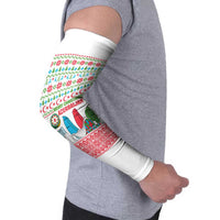 Azerbaijan Christmas Arm Sleeves with Baku Skyline Azerbaijan Flag and Red Green Snowflake Pattern Design - Wonder Print Shop