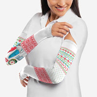 Azerbaijan Christmas Arm Sleeves with Baku Skyline Azerbaijan Flag and Red Green Snowflake Pattern Design - Wonder Print Shop