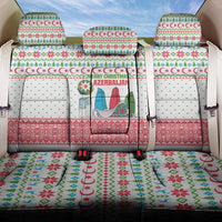 Azerbaijan Christmas Back Car Seat Cover with Baku Skyline Azerbaijan Flag and Red Green Snowflake Pattern Design - Wonder Print Shop