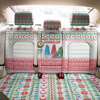 Azerbaijan Christmas Back Car Seat Cover with Baku Skyline Azerbaijan Flag and Red Green Snowflake Pattern Design - Wonder Print Shop