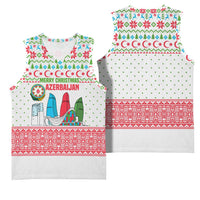 Azerbaijan Christmas Basketball Jersey with Baku Skyline Azerbaijan Flag and Red Green Snowflake Pattern Design - Wonder Print Shop