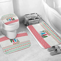 Azerbaijan Christmas Bathroom Set with Baku Skyline Azerbaijan Flag and Red Green Snowflake Pattern Design - Wonder Print Shop