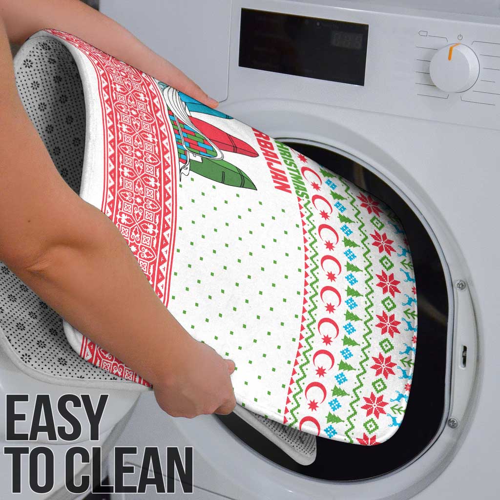 Azerbaijan Christmas Bathroom Set with Baku Skyline Azerbaijan Flag and Red Green Snowflake Pattern Design - Wonder Print Shop