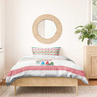 Azerbaijan Christmas Bedding Set with Baku Skyline Azerbaijan Flag and Red Green Snowflake Pattern Design - Wonder Print Shop