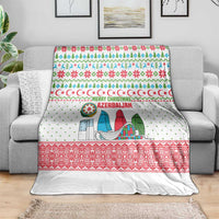 Azerbaijan Christmas Blanket with Baku Skyline Azerbaijan Flag and Red Green Snowflake Pattern Design - Wonder Print Shop