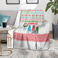 Azerbaijan Christmas Blanket with Baku Skyline Azerbaijan Flag and Red Green Snowflake Pattern Design - Wonder Print Shop