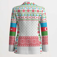 Azerbaijan Christmas Blazer with Baku Skyline Azerbaijan Flag and Red Green Snowflake Pattern Design - Wonder Print Shop