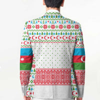 Azerbaijan Christmas Blazer with Baku Skyline Azerbaijan Flag and Red Green Snowflake Pattern Design - Wonder Print Shop