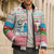Azerbaijan Christmas Bomber Puffer Jacket with Baku Skyline Azerbaijan Flag and Red Green Snowflake Pattern Design - Wonder Print Shop