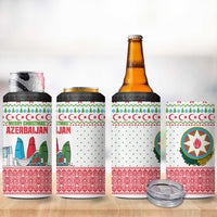 Azerbaijan Christmas 4 in 1 Can Cooler Tumbler with Baku Skyline Azerbaijan Flag and Red Green Snowflake Pattern Design - Wonder Print Shop