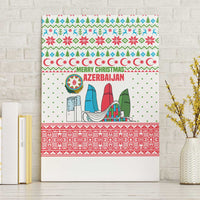 Azerbaijan Christmas Canvas Wall Art with Baku Skyline Azerbaijan Flag and Red Green Snowflake Pattern Design - Wonder Print Shop