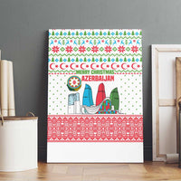 Azerbaijan Christmas Canvas Wall Art with Baku Skyline Azerbaijan Flag and Red Green Snowflake Pattern Design - Wonder Print Shop