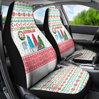 Azerbaijan Christmas Car Seat Cover with Baku Skyline Azerbaijan Flag and Red Green Snowflake Pattern Design - Wonder Print Shop