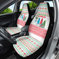Azerbaijan Christmas Car Seat Cover with Baku Skyline Azerbaijan Flag and Red Green Snowflake Pattern Design - Wonder Print Shop