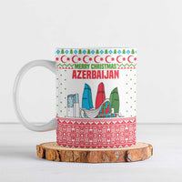 Azerbaijan Christmas Ceramic Mug with Baku Skyline Azerbaijan Flag and Red Green Snowflake Pattern Design - Wonder Print Shop
