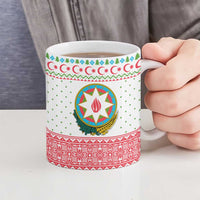 Azerbaijan Christmas Ceramic Mug with Baku Skyline Azerbaijan Flag and Red Green Snowflake Pattern Design - Wonder Print Shop