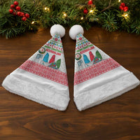 Azerbaijan Christmas Santa Hat with Baku Skyline Azerbaijan Flag and Red Green Snowflake Pattern Design - Wonder Print Shop