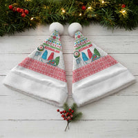 Azerbaijan Christmas Santa Hat with Baku Skyline Azerbaijan Flag and Red Green Snowflake Pattern Design - Wonder Print Shop