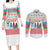 Azerbaijan Christmas Couples Matching Long Sleeve Bodycon Dress and Long Sleeve Button Shirt with Baku Skyline Azerbaijan Flag and Red Green Snowflake Pattern Design - Wonder Print Shop