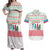 Azerbaijan Christmas Couples Matching Off Shoulder Maxi Dress and Hawaiian Shirt with Baku Skyline Azerbaijan Flag and Red Green Snowflake Pattern Design - Wonder Print Shop