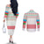 Azerbaijan Christmas Couples Matching Off The Shoulder Long Sleeve Dress and Long Sleeve Button Shirt with Baku Skyline Azerbaijan Flag and Red Green Snowflake Pattern Design - Wonder Print Shop