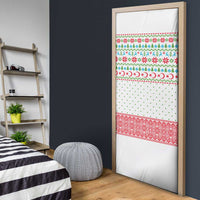 Azerbaijan Christmas Door Cover with Baku Skyline Azerbaijan Flag and Red Green Snowflake Pattern Design - Wonder Print Shop