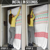 Azerbaijan Christmas Door Cover with Baku Skyline Azerbaijan Flag and Red Green Snowflake Pattern Design - Wonder Print Shop