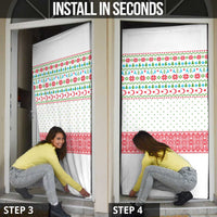 Azerbaijan Christmas Door Cover with Baku Skyline Azerbaijan Flag and Red Green Snowflake Pattern Design - Wonder Print Shop