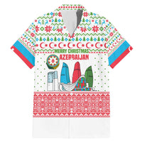 Azerbaijan Christmas Family Matching Mermaid Dress and Hawaiian Shirt with Baku Skyline Azerbaijan Flag and Red Green Snowflake Pattern Design - Wonder Print Shop