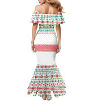 Azerbaijan Christmas Family Matching Mermaid Dress and Hawaiian Shirt with Baku Skyline Azerbaijan Flag and Red Green Snowflake Pattern Design - Wonder Print Shop