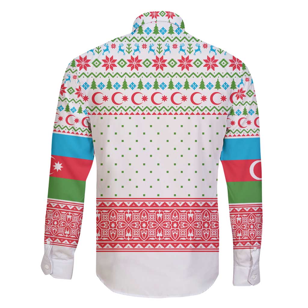 Azerbaijan Christmas Family Matching Puletasi and Hawaiian Shirt with Baku Skyline Azerbaijan Flag and Red Green Snowflake Pattern Design - Wonder Print Shop