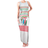 Azerbaijan Christmas Family Matching Tank Maxi Dress and Hawaiian Shirt with Baku Skyline Azerbaijan Flag and Red Green Snowflake Pattern Design - Wonder Print Shop