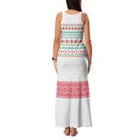 Azerbaijan Christmas Family Matching Tank Maxi Dress and Hawaiian Shirt with Baku Skyline Azerbaijan Flag and Red Green Snowflake Pattern Design - Wonder Print Shop