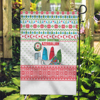 Azerbaijan Christmas Garden Flag with Baku Skyline Azerbaijan Flag and Red Green Snowflake Pattern Design - Wonder Print Shop