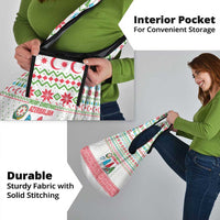 Azerbaijan Christmas Grocery Bag with Baku Skyline Azerbaijan Flag and Red Green Snowflake Pattern Design - Wonder Print Shop