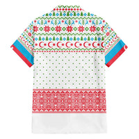Azerbaijan Christmas Hawaiian Shirt with Baku Skyline Azerbaijan Flag and Red Green Snowflake Pattern Design - Wonder Print Shop