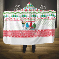 Azerbaijan Christmas Hooded Blanket with Baku Skyline Azerbaijan Flag and Red Green Snowflake Pattern Design - Wonder Print Shop