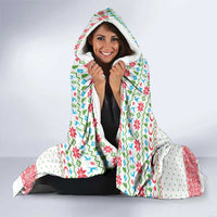 Azerbaijan Christmas Hooded Blanket with Baku Skyline Azerbaijan Flag and Red Green Snowflake Pattern Design - Wonder Print Shop