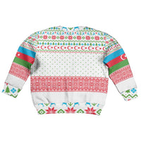 Azerbaijan Christmas Kid Ugly Christmas Sweater with Baku Skyline Azerbaijan Flag and Red Green Snowflake Pattern Design - Wonder Print Shop