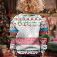 Azerbaijan Christmas Kid Ugly Christmas Sweater with Baku Skyline Azerbaijan Flag and Red Green Snowflake Pattern Design - Wonder Print Shop