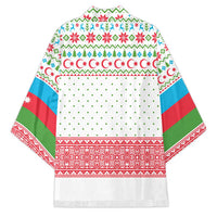 Azerbaijan Christmas Kimono with Baku Skyline Azerbaijan Flag and Red Green Snowflake Pattern Design - Wonder Print Shop