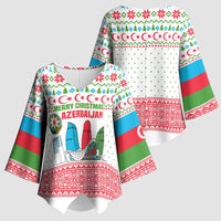 Azerbaijan Christmas Kimono Sleeve Blouse with Baku Skyline Azerbaijan Flag and Red Green Snowflake Pattern Design - Wonder Print Shop