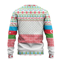 Azerbaijan Christmas Ugly Christmas Sweater with Baku Skyline Azerbaijan Flag and Red Green Snowflake Pattern Design - Wonder Print Shop