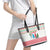 Azerbaijan Christmas Leather Tote Bag with Baku Skyline Azerbaijan Flag and Red Green Snowflake Pattern Design - Wonder Print Shop