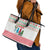 Azerbaijan Christmas Leather Tote Bag with Baku Skyline Azerbaijan Flag and Red Green Snowflake Pattern Design - Wonder Print Shop