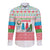 Azerbaijan Christmas Long Sleeve Button Shirt with Baku Skyline Azerbaijan Flag and Red Green Snowflake Pattern Design - Wonder Print Shop