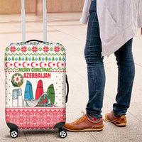 Azerbaijan Christmas Luggage Cover with Baku Skyline Azerbaijan Flag and Red Green Snowflake Pattern Design - Wonder Print Shop