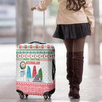 Azerbaijan Christmas Luggage Cover with Baku Skyline Azerbaijan Flag and Red Green Snowflake Pattern Design - Wonder Print Shop
