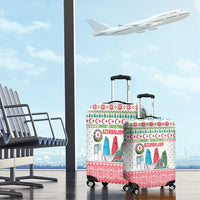 Azerbaijan Christmas Luggage Cover with Baku Skyline Azerbaijan Flag and Red Green Snowflake Pattern Design - Wonder Print Shop
