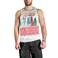 Azerbaijan Christmas Men Tank Top with Baku Skyline Azerbaijan Flag and Red Green Snowflake Pattern Design - Wonder Print Shop